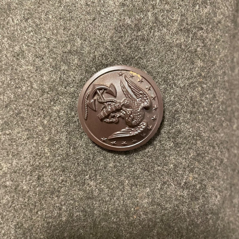 Vtg‎ USMC K. Bessecaire Overcoat Man's Wool Kersey 36S Green